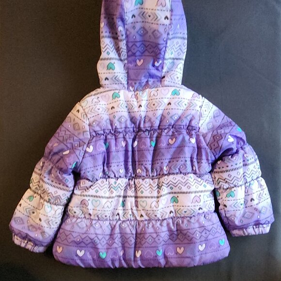London Fog Infant Girls Hooded Puffer Jacket~18M~18 Months Multicolor/Hearts - Picture 4 of 11